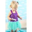 Dark Purple Aqua Blue Halter Dress & Mermaid Sea Shell Bra LP156